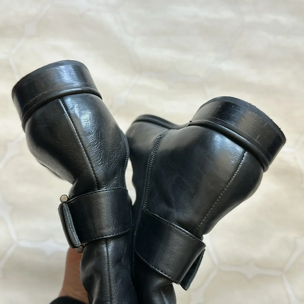 Via Spiga Leather Black Moto Leather Boots Size 7.5 - Picture 10 of 10